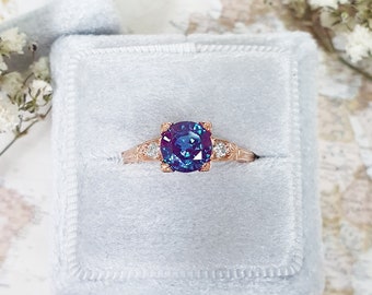 Alexandrite and Diamond Engagement Ring