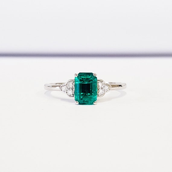 Emerald And Diamond Engagement Ring Art Deco 1920'S - Etsy Finland