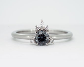 Midnight Moissanite and Diamond Engagement Ring