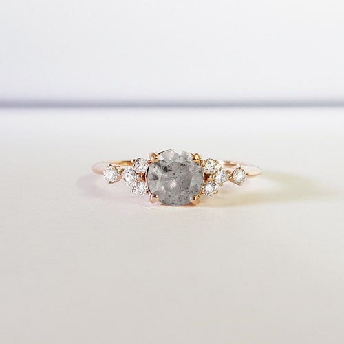 Opal and Diamond Halo Engagement Ring in 14 Carat White Gold - Etsy