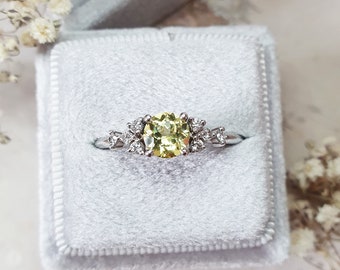 Yellow Sapphire and Diamond Engagement Ring