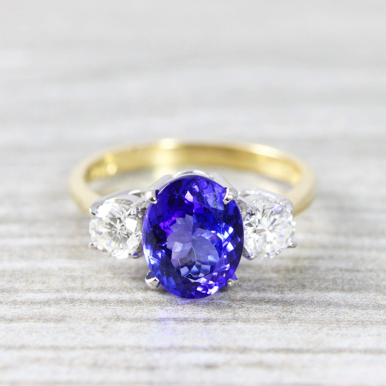 3 stone tanzanite and diamond ring deals