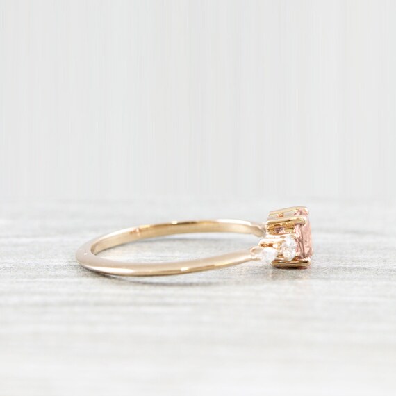 Champagne Rose Sapphire Engagement Ring Handmade in Rose Gold With