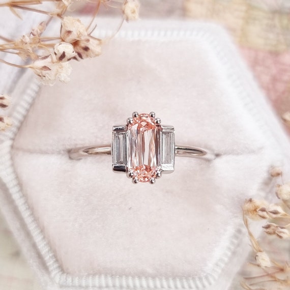 Art deco cushion online cut engagement rings