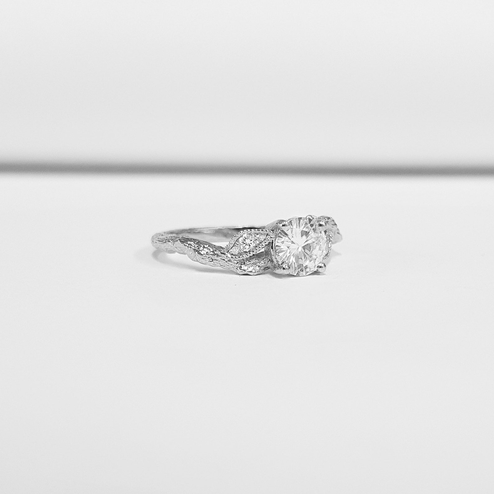 Nature Inspired Engagement Ring With Moissanite and Diamond Etsy