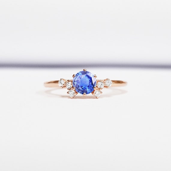 14k White Gold Custom Light Blue Sapphire And Diamond Engagement Ring  #102135 - Seattle Bellevue | Joseph Jewelry