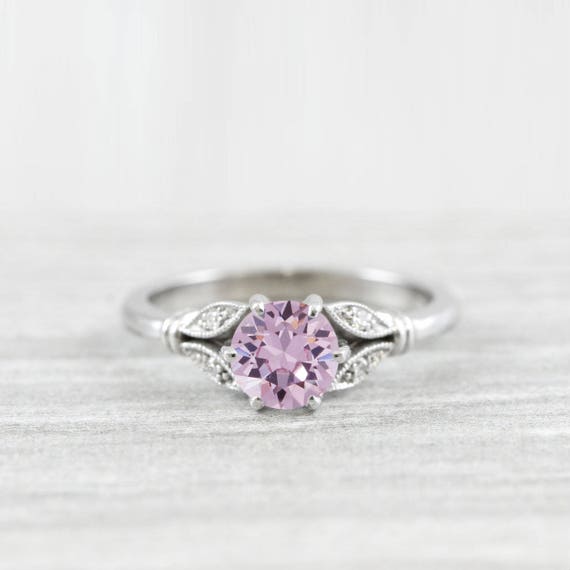 Lavender amethyst and diamond round engagement solitaire | Etsy