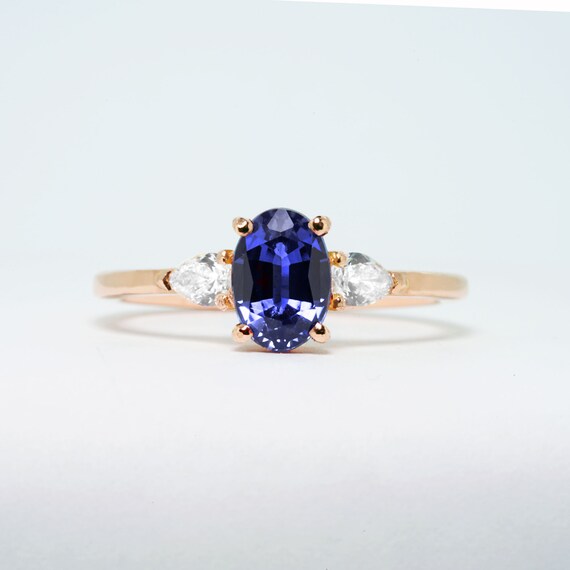 Sapphire and Diamond Ring Handmade in White/yellow/rose Gold | Etsy