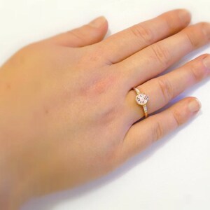 Morganite and diamond/moissanite engagement ring handmade in gold or platinum with baguette accent stones image 4