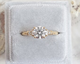 Art Deco Inspired Lab Grown Diamond Engagement Ring