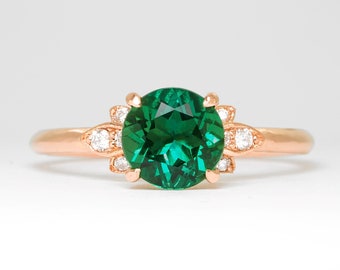 Emerald and Diamond Engagement Ring