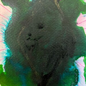 Colorful Wall Art - original abstract acrylic painting small green pink blue bright modern contemporary organic eclectic boho Gift 6x4”
