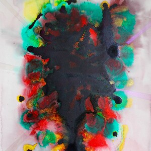 Colorful Wall Art - ORIGINAL abstract acrylic painting green red yellow black pink modern contemporary bright boho artwork Gift 20 x 16"