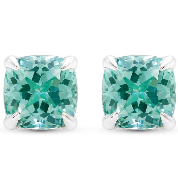 LAST PAIR AVAILABLE - Cushion Cut Paraiba Studs - Paraiba Tourmaline Green Studs - Paraiba Cushion Cut Studs - Paraiba Spinel Earrings