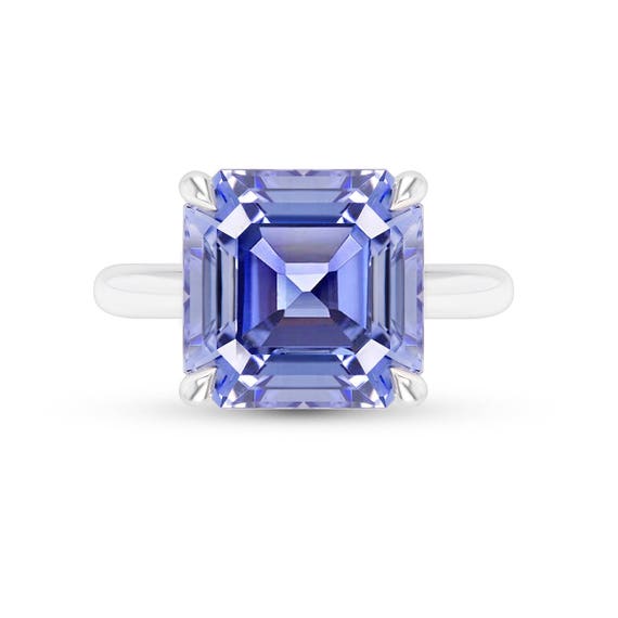 Asscher Cut Light Blue Sapphire Ring Asscher Cut Blue | Etsy