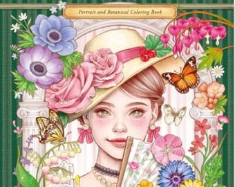 New : Garden,Lady Portrait and botanical colouring book by lanagreenart