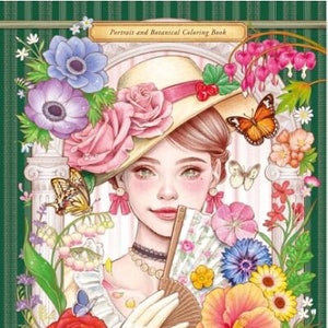 New : Garden,Lady Portrait and botanical colouring book by lanagreenart