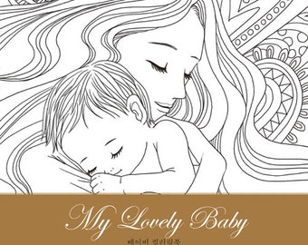 私のかわいい赤ちゃん - ママと赤ちゃんのための塗り絵 - Etsy 日本