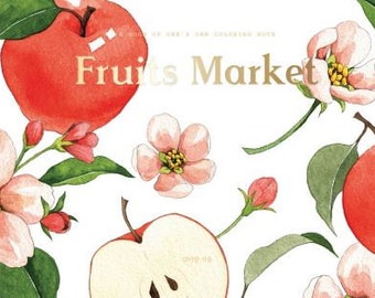 Fruits market  korean watercolor coloring book