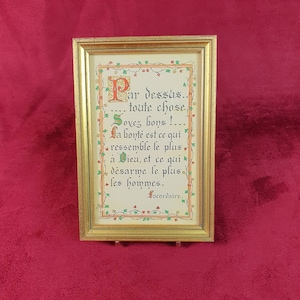 LACORDAIRE | Illuminated and framed quote by LACORDAIRE in a small gilt wood frame | Made in France 1980