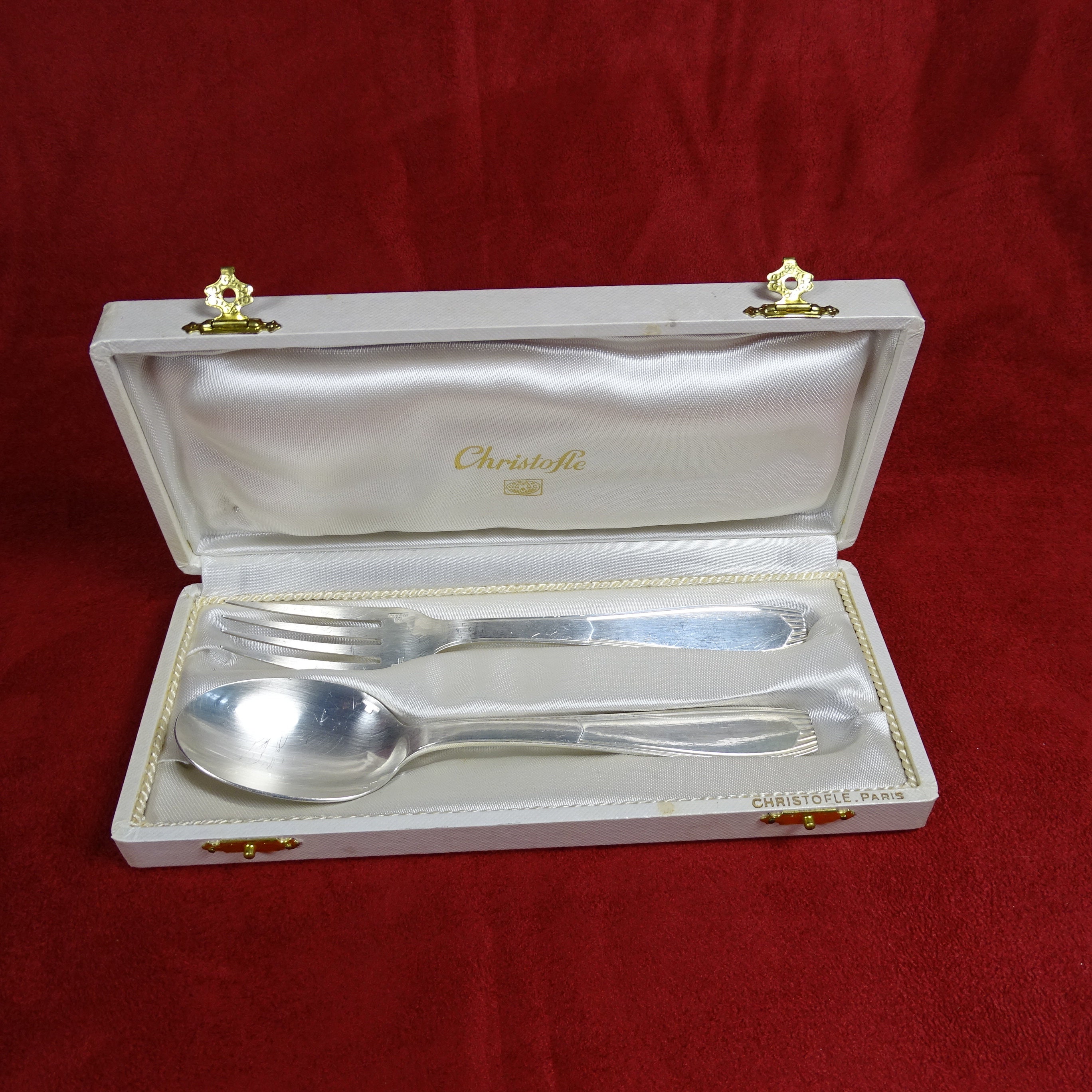 Christofle couverts de naissance métal argenté coffret