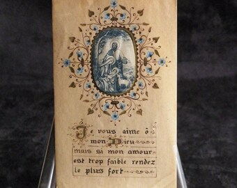 Old pious image illuminated of Jesus Christ with a prayer | Made in France 1930