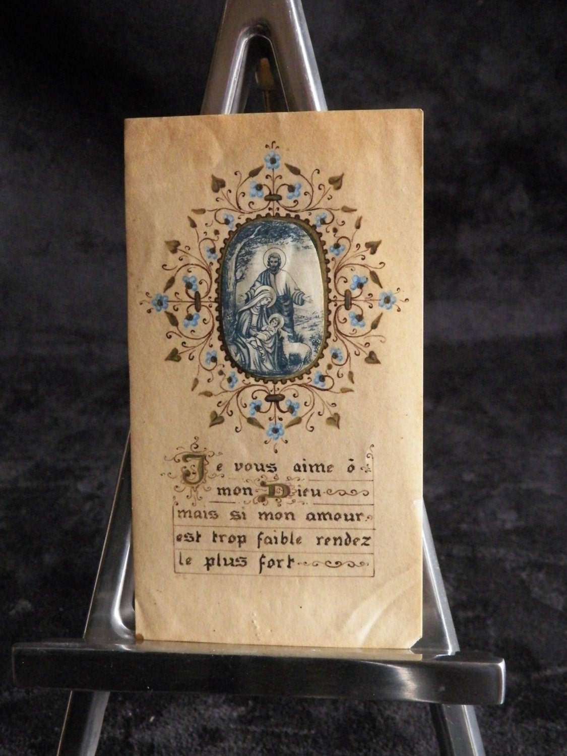 Ancienne Image Pieuse Enluminée de Jésus Christ avec Une Prière | Vintage Français 1930