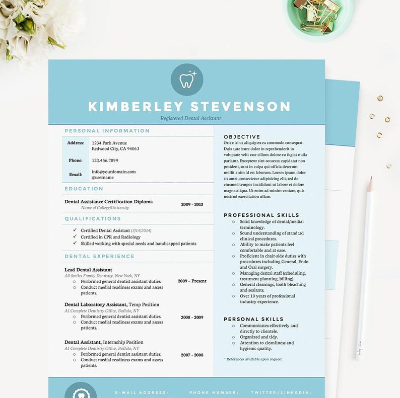 Dental Assistant Resumes Template from i.etsystatic.com