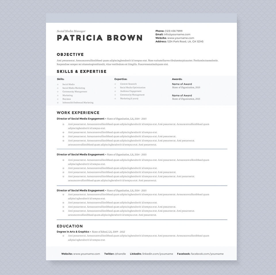 Clean Resume Cover Letter Template Clean Template Package Etsy