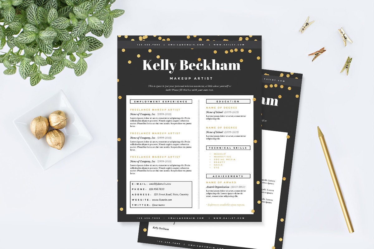 Resume & Cover Letter Template Makeup Artist Template Etsy