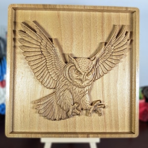 Owl 3D Wood Wall Art – Woodland Animal Decor – Handmade Gift for Nursery or Nature Lover – Made in USA