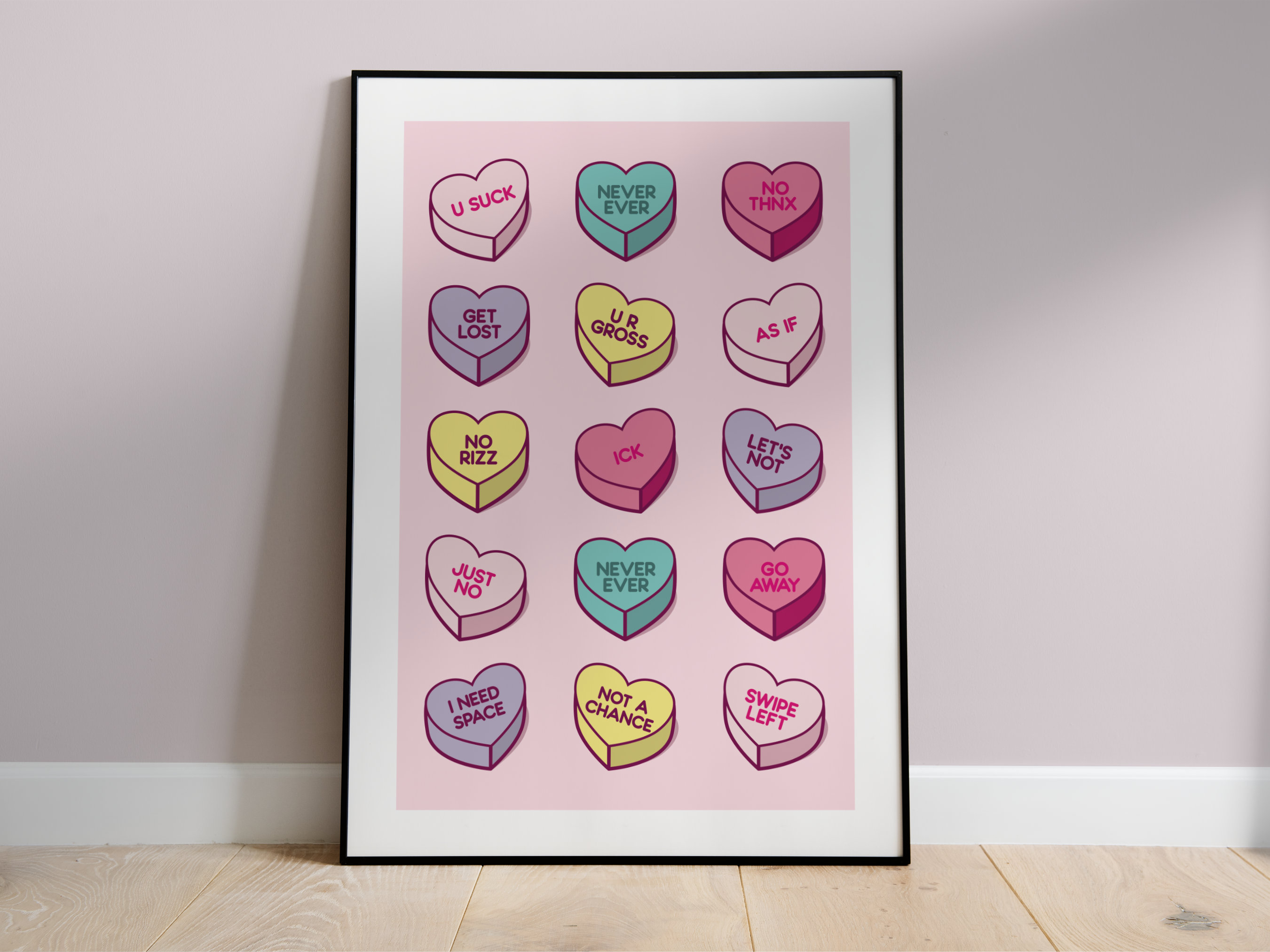 Anti-valentine's Day Poster – Sassy Candy Love Hearts, Rude Sweethearts ...