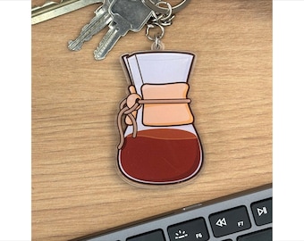 Pour Over Coffee Acrylic Keychain, Coffee Maker Backpack Charm