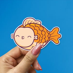 Waterproof Goldfish Vinyl Sticker: Laptop, Water Bottle Decal