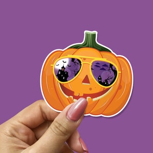 Halloween Pumpkin Vinyl Sticker: Spooky Season Decal