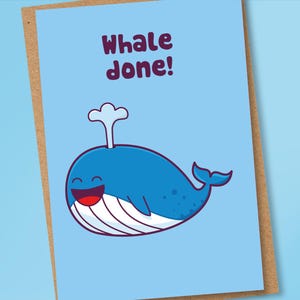 ¡Ballena terminada!, Tarjeta de felicitaciones, Tarjeta de orgullo, Tarjeta de graduación, Aprobaste, Nuevo trabajo, Tarjeta de felicitación