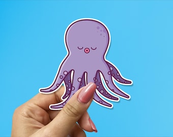 Adorable calcomanía de vinilo de pulpo - Calcomanía impermeable