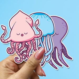 Sea Creatures Sticker Set: Waterproof Vinyl Decals for Laptop, Journals