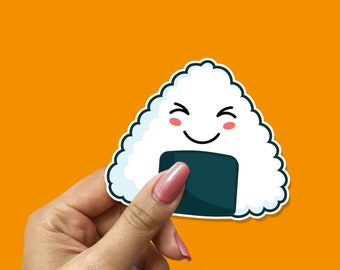 Kawaii Onigiri Vinyl Sticker: Waterproof Bento Box Laptop Decal