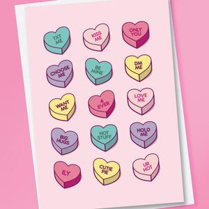 Valentinstag, Grußkarte, Konversationsherzen, Jubiläumskarte, Hochzeitstag, Verlobung