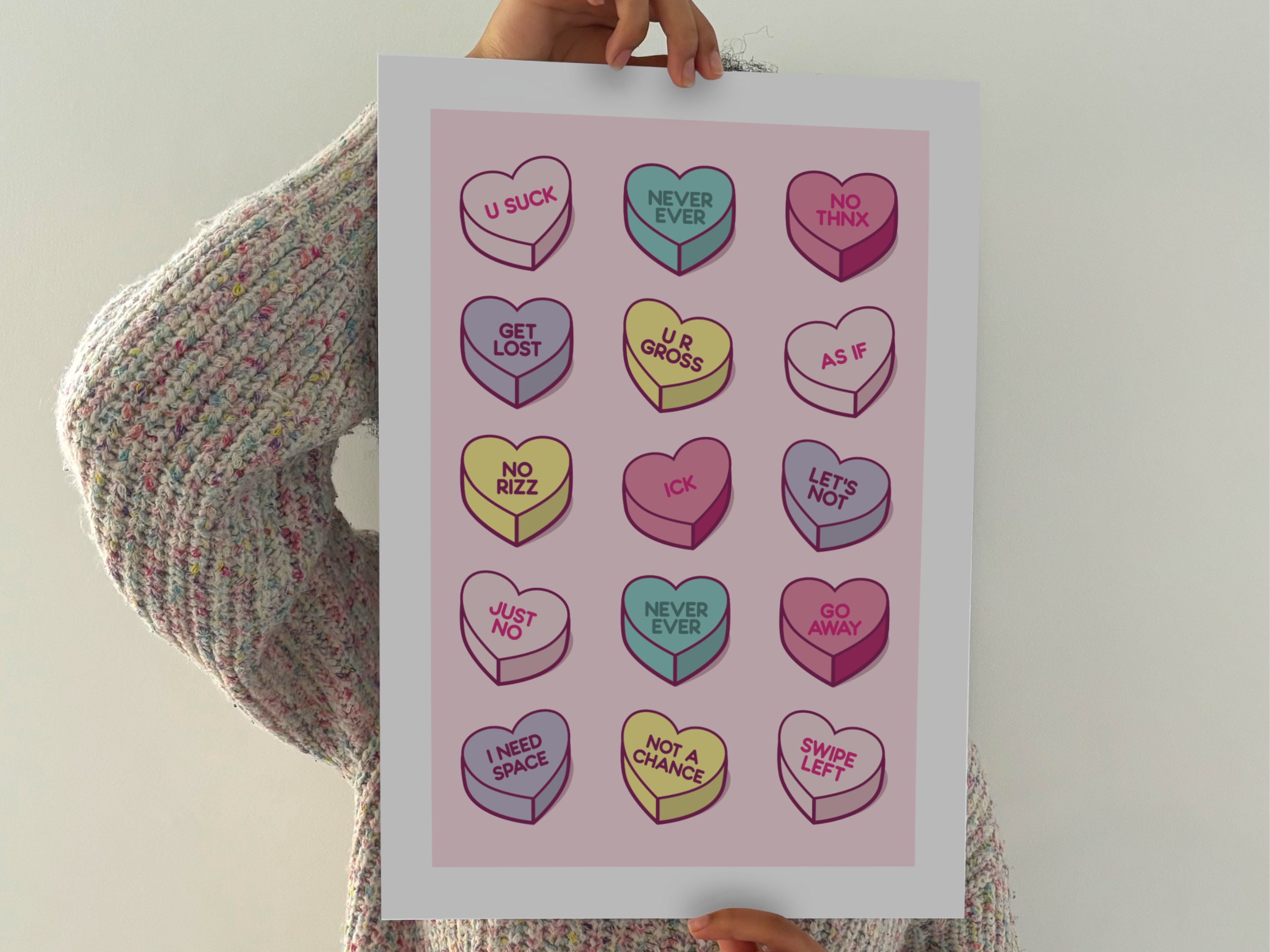 Anti-valentine's Day Poster – Sassy Candy Love Hearts, Rude Sweethearts ...