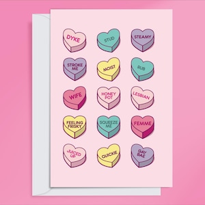 Lesbische Valentinstag Karte, Gesprächsherz, LGBTQ+, Grußkarte, Karten für Sie, Geschenk für Sie, Freundin, Verlobte, Frau oder Lesben Schwarm