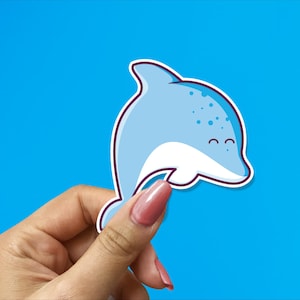Adorabile adesivo in vinile con delfino: impermeabile, perfetto per laptop, diari, bottiglie d'acqua, adesivo con delfino