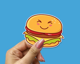 Kawaii Hamburger Aufkleber: Wasserfester Vinyl-Aufkleber