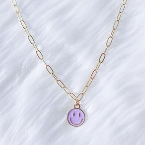 Lavender Smiley Paperclip Choker