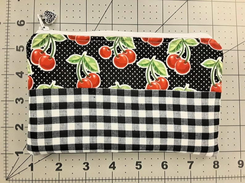 Pastel Watercolor FloralLight Blue 100/% cotton Pencil Case Makeup Bag Fully lined Zippered Pouch Vintage Fabric.