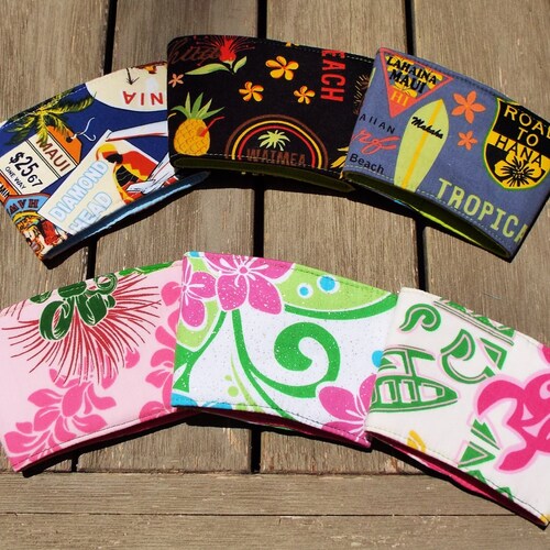 Fabric Coffee Cup Sleeve, Take Out Coffee Cozy, Coffee Cup Wraps, Hawaiian Floral, Tribal, Tourism And Retro/Vintage Style Fabrics.
