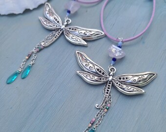 Dragonfly Car Charm - Dragonfly Rearview Mirror Accessory - Car Jewelry - Rearview Mirror Charm - Crystal Car Charm - Dragonfly Pendant