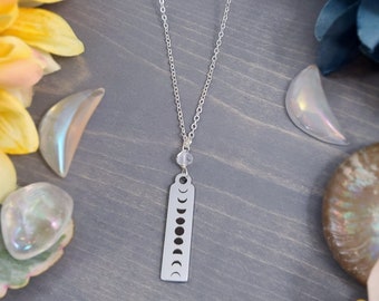 Moon Phase Necklace - Moon Jewelry - Dainty Necklace - Stamped Necklace - Everyday Necklace