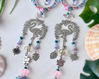 Flamingo Car Charm Suncatcher: Tropical Beach Decor